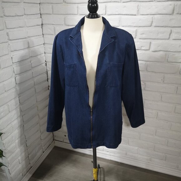 R&R Ladies Size XL (18) Full Zip Straight Fit Blue Jean Jacket - Picture 8 of 11